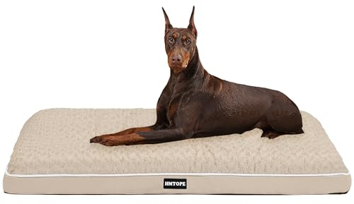 HMTOPE Orthopädisches Hundebett, Hundematte im Doppelstock-Design, Waschbar Hundekissen, Abnehmbar Hundekorb, 120 cm für Große Hunde, Beige