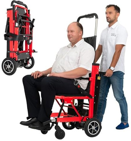 Saliscale Elettrico Cingolato Sedia montascale elettrica, sedia a rotelle per scale con trazione a cingoli, montascale per anziani, sedia montascale leggera, batteria al litio da 13 Ah, capa