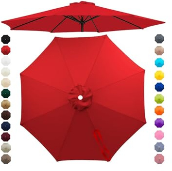 Chinimon Replacement Parasol Canopy 2m/2.5m/2.7m/3m/3.5m fits 6/8 Arms | Parasol Replacement Canopy 95% UV Block, Double-Stitch Seams, Fade Resistant Fabric, Canopy Only for Garden, Patio and Beach