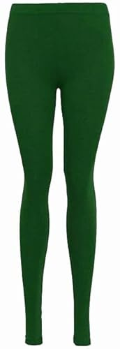 FASHION MY LOVE Womens Plain Stretchy Viscose Leggings Ladies Viscose Soft Elasticated Waist Leggings Ladies Full Length Legging for Gym and Casualwear Sizes UK 8-26 Bottle Green