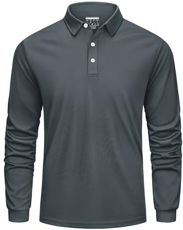 Cavva Poloshirt Herren Langarm Golf Polo Schnelltrocknend Tennis Shirt | Polyester,Sport,Langarm,Regular Fit,Atmungsaktives,Golf,Leichte,Mit knopfleiste,Freizeit,Funktions,Button down,Tennis