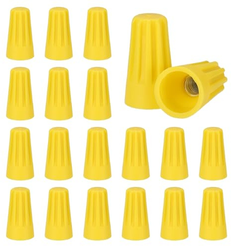sourcing map 45pcs Wire Connectors, 14-12 AWG Electric Wire Caps Insulating Insert Twist Electrical Wire Connector Nuts with Spring for Quick Connection, Yellow