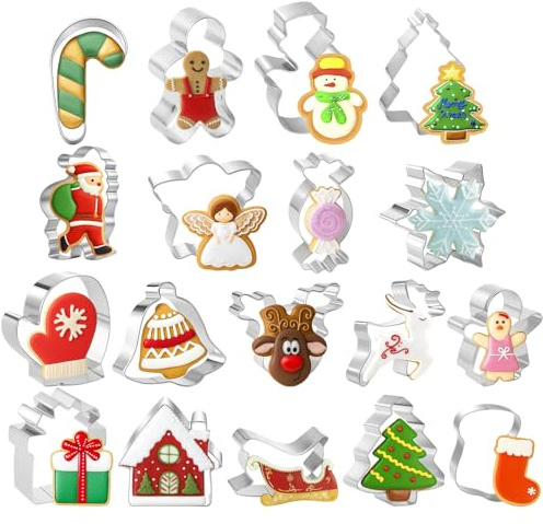 18 Stück Plätzchen Ausstecher Weihnachten, Ausstechformen Weihnachten,Keksausstecher Mit Weihnachtsmotiven, Ideal Für Familien Und Weihnachtsbäckerei, Inklusive Schneemann, Rentier Und Weihnachtsbau