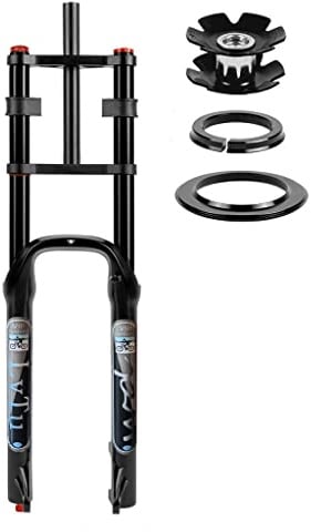 AttLvTu 26 Inch 4.0 Fat Tire Bike Suspension Fork, Double Shoulder Magnesium Alloy for Snow Beach Electric Bicycle(Black)