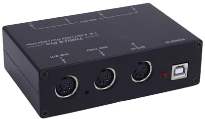 Sunydog Interfaccia MIDI Host Box MIDI USB a 6 Ad Alte Prestazioni per Sintetizzatore, Nera Resistente Agli Urti