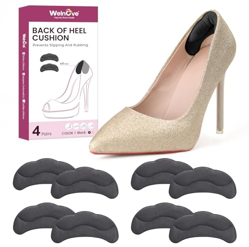 Coussinet talon chaussure trop grandes - Welnove 4 paires de protege talon chaussure pour soulager la fatigue et les douleurs au talon - Antidérapants et doux pour la peau protection talon chaussure