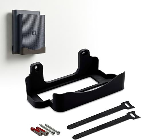 Wandhalterung passend für Telekom Speedport 7 Router – Wi-Fi 7 Glasfaser-Modem Halter mit Kabelmanagement & Hitzeableitung – inkl. Zubehör & Klett-Kabelbinder – Made in Germany – Schwarz