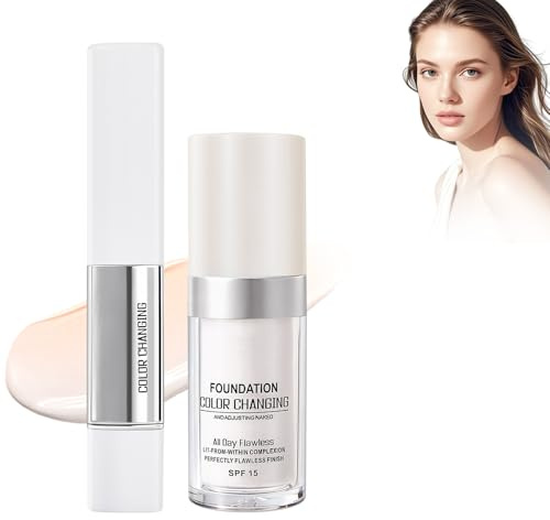 Foundation Color Changing. 2-in-1 Farbwechselnder Foundation Stick. Korrigiert den Hautton. Spendet Feuchtigkeit. SPF 15. Farbwechselnde Foundation für Reife Haut. Foundation Make Up Set Natural