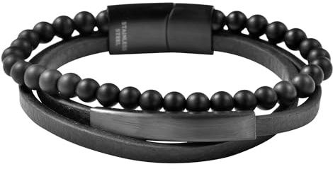 Akzent Armband Unisex - Premium Armband Unisex in Schwarz aus Kunstleder, 100% Wasserfest & Hautverträglich
