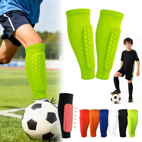 Fußball-Schienbeinschoner für Kinder, Fußball-Schienbeinschoner mit Schutzpolster, atmungsaktiv, rutschfest, Ultraleicht, Mini-Fußball-Protektoren, Sportzubehör für Jungen, Mädchen, Damen, Herren