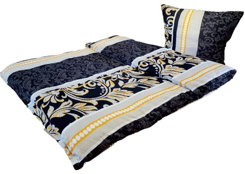 Bettwäsche Seersucker Ornamente Schwarz Grau 135x200 80x80cm Set 2 TLG