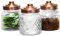 3 x Glass 600ML Storage Jars Copper Lids Tea Coffee Sugar