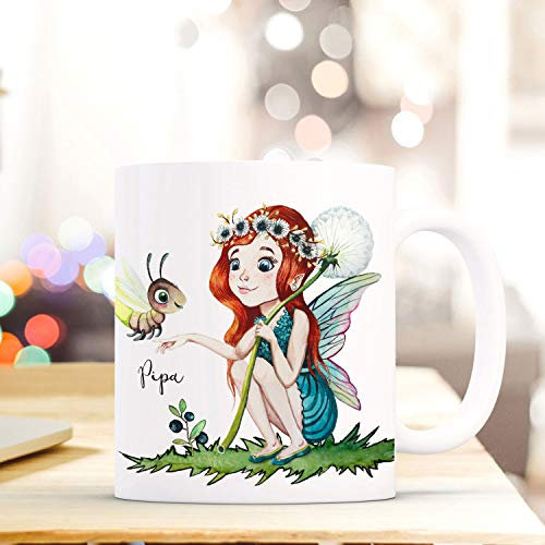 ilka parey wandtattoo-welt Tasse Becher mit Fee Elfe & Glühwürmchen Geschenk mit Feenmotiv Kaffeetasse Elfentasse mit Namen Wunschnamen Kaffeebecher ts798