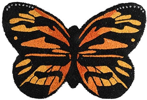 Esschert Design RB201 Fußmatte aus Kokosfaser, Schmetterling, orange/schwarz