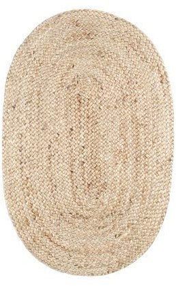 ROCKING GIFTS Ovaler Jute -Teppich, 100% natürliche Jute -Faser, weicher Teppich, Handweben, Lounge Teppich, Esszimmer, Schlafzimmer, Korridore, Eingang, natürliche Farbe (85 x 55 cm)