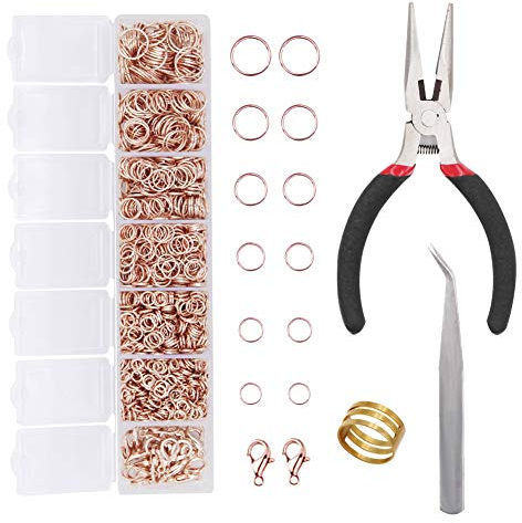 EuTengHao 1504pcs Open Jump Ring and Lobster Clasps Jewelry Repair Tools Jewelry Making Supplies Kit with Jewelry Making Accessories for Necklace Making Repair (Rose Gold)
