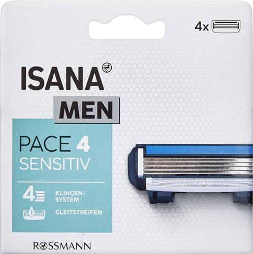 ISANA men Pace 4 Rasierklingen 4 Stück 4-Klingensystem, mit Pflegegleitstreifen