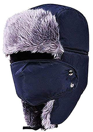 Inception Pro Infinite - Pilotenmütze - Kosak - Winddicht - Winter - originelle Geschenkidee - Kunstfell - Blaue Farbe