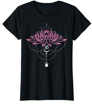 Lotusblume Lotus mit Om Symbol und Mond für Yoga Meditation T-Shirt