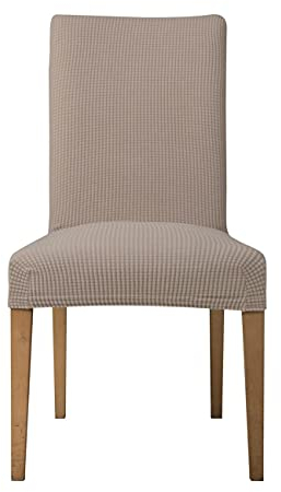 EBETA E Stuhlhussen 4 Stück, Elastische Stuhlbezug, Stretchhusse Stuhlüberzug Jacquard Hussen für Hochzeit Partys Bankett Deko, bi-Elastic Spannbezug (Sandfarbe, 4 Stück)