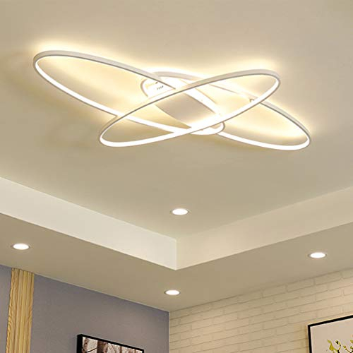 Schlafzimmer Deckenleuchte Led Lampe Modern Ovalen Design Wohnzimmer Deckenlampe Dimmbar 3000-6000K mit Fernbedienung Leuchte Acryl Lampeschirm Pendelleuchte Esstischlampe Esszimmer Flur Dekolampe