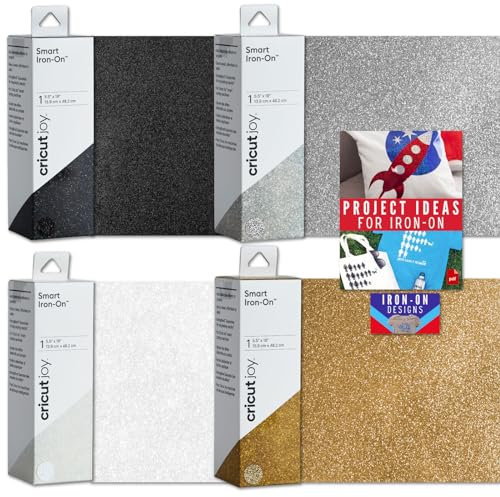 Cricut Joy Smart StrongBond Glitter Iron-On Bundle - Black, Gold, Silver, White