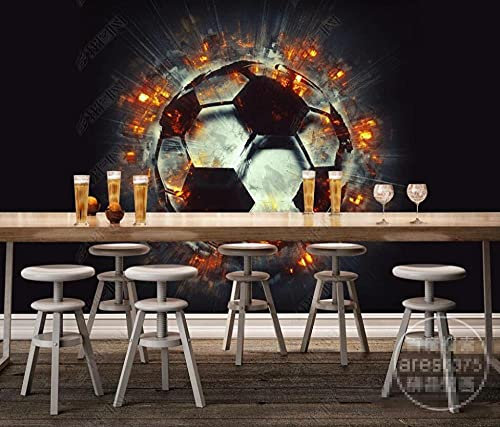 Papier Peint Panoramique Football De Flamme Papier Peint Intissé 3D Tapisserie Poster Murale Décoration Chambre Salon -LIWALLPAPER- 350x256cm