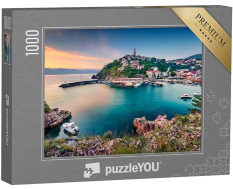 puzzleYOU: Puzzle 1000 Teile „Stadtbild der Stadt Vrbnik am Morgen, Krk, Kroatien“ – aus der Puzzle-Kollektion Kroatien