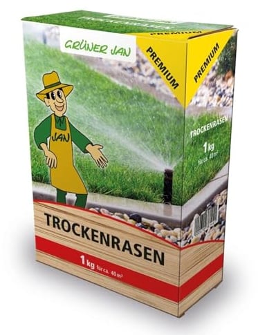 1kg Grüner Jan Trockenrasen Premium Rasensamen Hitzebeständig ca 40m2 Fläche