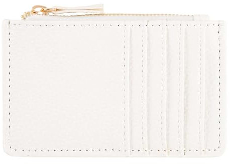 DRAEGER PARIS 1886 - Porte-Carte Unisexe Compact Zippé 12,5x8 cm - Blanc - Haute Qualité & Élégance - Accessoire Mode Pratique - Idée Cadeau Anniversaire, Fête des Mères & Pères - 10 Rangements Cartes