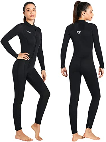 Traje de Neopreno para Hombres y Mujeres, Trajes de Buceo de Cuerpo Completo de 3mm, Cremallera Frontal de Neopreno, Piel de Buceo de Manga Larga para Nadar, bucear, bucear, Surfear, Rafting