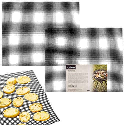 Grillmatte Grillnetz Matte aus Teflon Teflon-Matte Grillunterlage mit Antihaftbeschichtung zum Grillen Backen im Ofen wiederverwendbar feinmaschig 2er Set, 40x33 cm