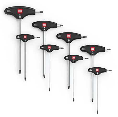 TORX® Set di Cacciaviti con impugnatura a T 8pz, TX9–TX40, con HybridTouch — Made in Germany (INBUS® 74124)