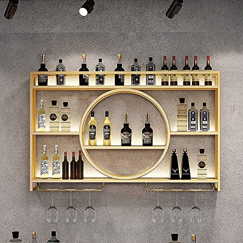 Porta Bottiglie Da Vino Portabottiglie Da Parete Con Ripiano Espositivo, Mensola Per Vino Industriale Calice E Portabicchieri, Vetrinetta Pensile Da Parete, Espositore Creativo Per Vino Da Parete. ( C