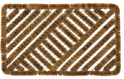 Javco Large Coir Door Mat - Boston Brush Shoe Entrance Rug - Heavy Duty Wire Scraper Mats, Non Slip Carpet Brush Indoor Outdoor Rugs, Home, Kitchen, Living Room, Office, Front Door (39x59cm)