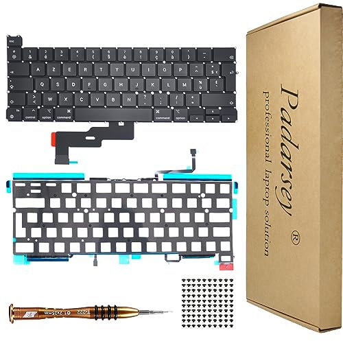 Pardarsey Clavier rétroéclairé de rechange - Compatible avec MacBook Pro 13 A2338 2020 2022 - Avec vis et tournevis