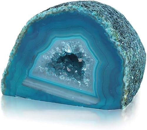 TENET - Pietra grezza naturale per cristalloterapia meditazione reiki (GEODE AGATA LEVIGATA VERDE PETROLIO 7-8 CM)