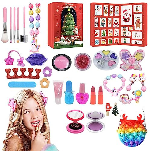 Duqulle Beauty-Adventskalender 2023, 24 Tage Beauty-Leckereien, Make-up-Adventskalender Für Kinder Und Mädchen, Kinder-Make-up-Sets, Make-up-Weihnachts-Countdown-Kalender-Geschenk