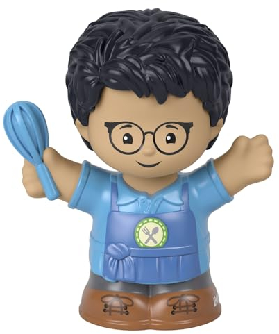 Ersatzteil für Fisher-Price Little People Spielset – HBW70 ~ Junge Bäcker mit blauer Schürze, Brille und Schneebesen-Figur ~ funktioniert hervorragend mit jedem kleinen Spielset