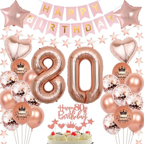 Rosegold Luftballon 80 Geburtstag Frau, 80 Jahr Geburtstag Frau, Ballon 80. Rosegold, Geburtstagsdeko 80 Jahr, Frauen Deko 80.Roségold 80. Party Ballons