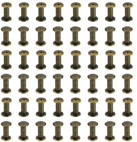 PATIKIL 50 Sets Chicago-Schrauben, M5x14mm Chicago-Schrauben Phillips-Bindeschrauben Bolzen Leder-Nieten Befestigungselemente aus Stahl für Ledergürtel Scrapbook Fotoalben, Braun