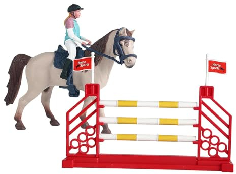 Ronyme 3-teiliges Spielset mit Pferd und Reiter, Reitspielzeugset mit Pferd, Reiter und Zaun für Baby-Partyzubehör , Reiterin