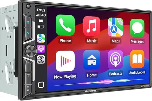 SJoyBring 7 QLED Double Din Car Stereo - Wireless Apple CarPlay & Android Auto, 240W 4.2CHN, SWC, Bluetooth, FM/AM Car Radio, 2 Subwoofers Outputs, Backup Camera
