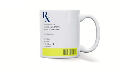 forefrontdesigns Personalised Prescription Coffee Mug – Funny Novelty Tea & Pharmacy Mug, Nurse & Pharmacist Gift, Medical Coffee Cup for Doctors, Paramedics & Drinkers
