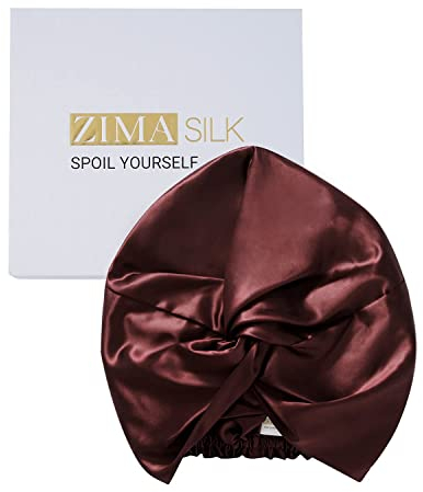 ZIMASILK 22 Momme 100% Mulberry Silk Sleep Cap for Women Hair Care (1Pc, Burgundy Red)