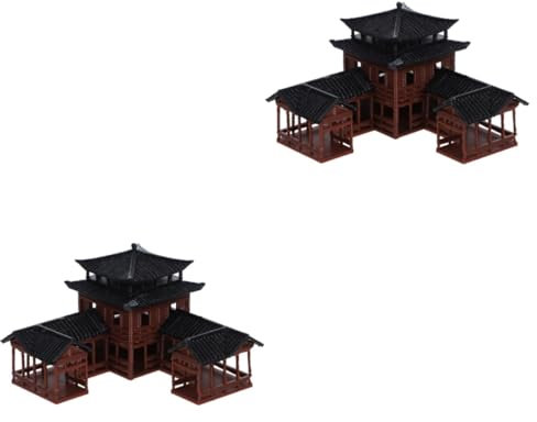 YARNOW 2 Pièces modèle de bonsaï Décoration Jardin Miniature Statue Jardin Chinoise déco de Asiatique décor de bonsaï Statues d'auberge Chinoise Maquette architecturale PP