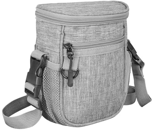 Aomig Borsa Addestramento Cani, Cani Accessori Multifunzionale Snack Borsa Borsa per Alimenti per Cani, Porta Premietti per Cani Contenitore Crocchette Cane Sacchetto di Allenamento Cane-Grigio Chiaro