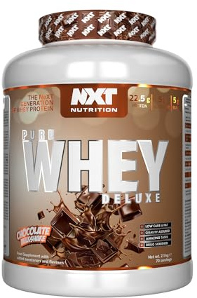 NXT Nutrition Pure Whey Deluxe 2.1kg | Whey Protein | Muscle Growth and Recovery | 70 Servings | 5g Glutamine | 5g BCAA | Chocolate Milkshake