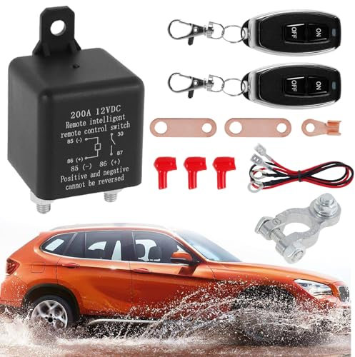 IXTIX Coupe Circuit Batterie Voiture 12V Interrupteur de Déconnexion de Batterie à Distance 12V 200A Coupleur Separateur Batterie avec 2 Télécommandes Réutilisables pour Voiture Bateau Camion (Noir-A)