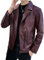 Faux vestes à revers pour homme - Veste tendance en cuir à revers - Blazer en cuir - Manteau d'hiver en polyuréthane, Rouge, XL